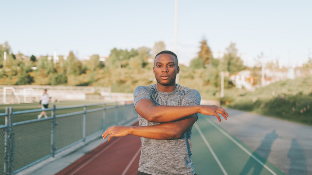 a person stretching