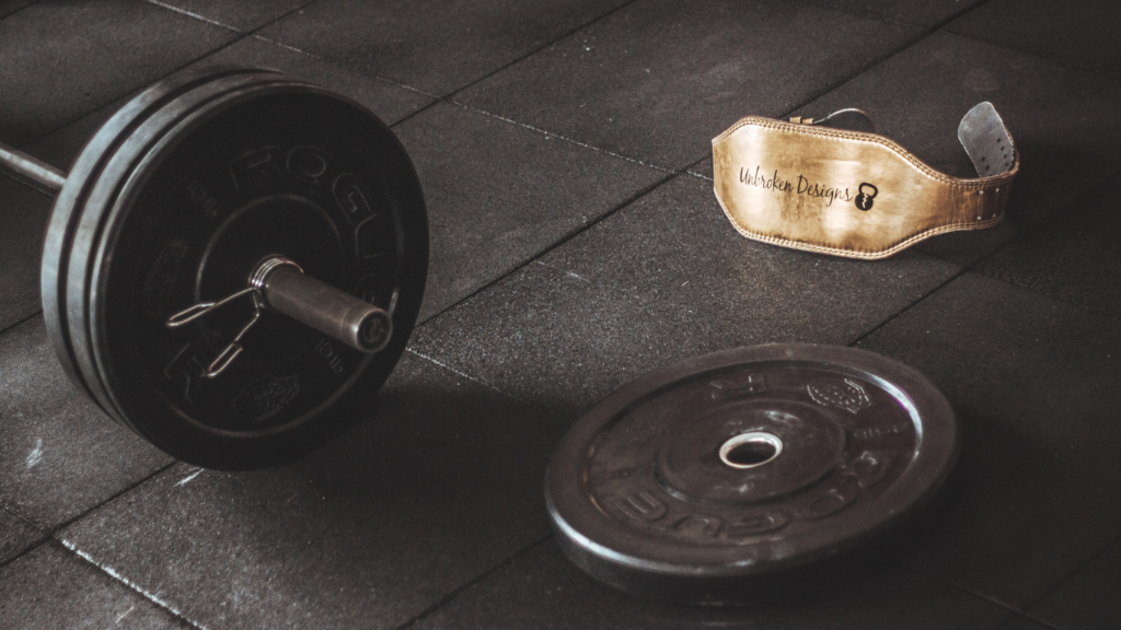 barbell plates on the floor